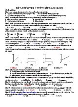 Đề kiểm tra 45 phút môn Vật lý Lớp 10 - Đề 2 - Năm học 2019-2020